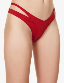 Mugler Layered Mid-rise Bikini Bottoms -Reiss Shop R04192677 DARKRED ALT02