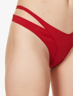 Mugler Layered Mid-rise Bikini Bottoms -Reiss Shop R04192677 DARKRED ALT04
