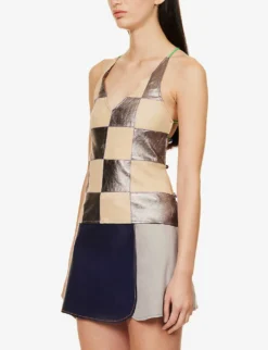 Lulu V-neck Check-pattern Upcycled Top 7 Lulu V-neck Check-pattern Upcycled Top -Reiss Shop R04192930 BEIGEBRONZE ALT02