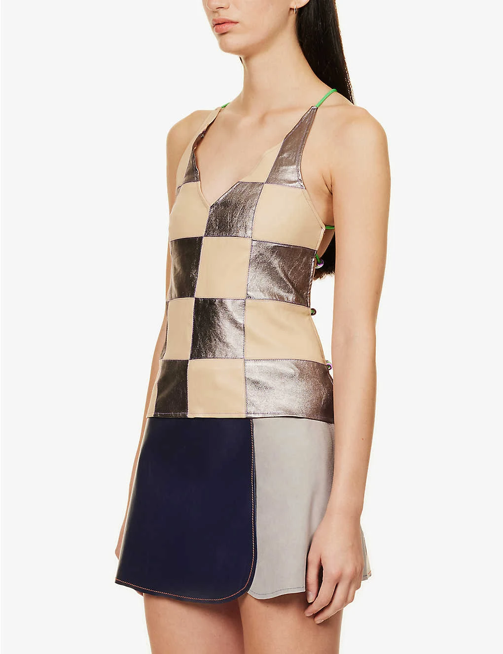 Lulu V-neck Check-pattern Upcycled Top 3 Lulu V-neck Check-pattern Upcycled Top - Image 3