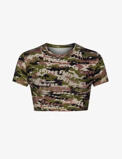 Camo-print Cropped Recycled-nylon Top