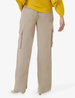 High-rise Leg-pocket Crepe Cargo Trousers -Reiss Shop R04194009 STONE ALT03