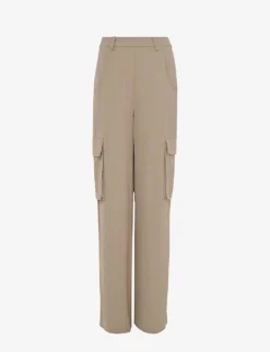 High-rise Leg-pocket Crepe Cargo Trousers