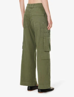 ME AND EM Twill Wide-leg Mid-rise Cotton-blend Cargo Trousers -Reiss Shop R04194861 WASHEDAUTUMNOLIVE ALT03