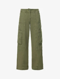 ME AND EM Twill Wide-leg Mid-rise Cotton-blend Cargo Trousers
