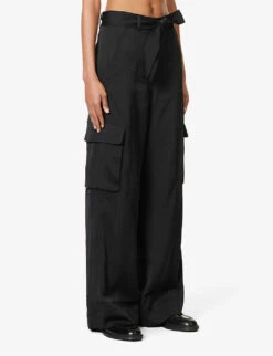 ME AND EM Wide-leg High-rise Recycled-polyester Trousers -Reiss Shop R04194863 BLACK ALT02