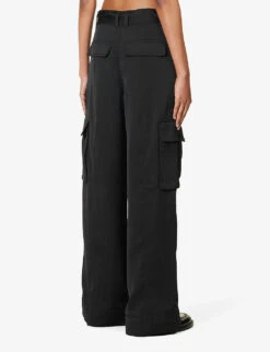 ME AND EM Wide-leg High-rise Recycled-polyester Trousers -Reiss Shop R04194863 BLACK ALT03