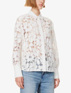 ME AND EM Floral-embroidered Recycled-polyester-blend Blouse -Reiss Shop R04194879 SOFTWHITE ALT02