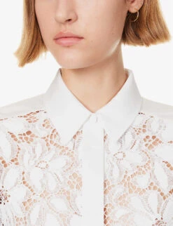 ME AND EM Floral-embroidered Recycled-polyester-blend Blouse -Reiss Shop R04194879 SOFTWHITE ALT04