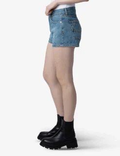 Zadig & Voltaire Sina Crystal-embellished Denim Shorts -Reiss Shop R04195183 LIGHTBLUE ALT02