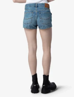 Zadig & Voltaire Sina Crystal-embellished Denim Shorts -Reiss Shop R04195183 LIGHTBLUE ALT03