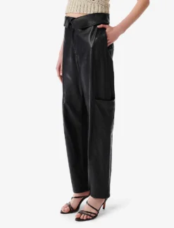 IRO Caron Patch-pocket Tapered-leg High-rise Leather Trousers 7 IRO Caron Patch-pocket Tapered-leg High-rise Leather Trousers -Reiss Shop R04196564 BLA01 ALT02