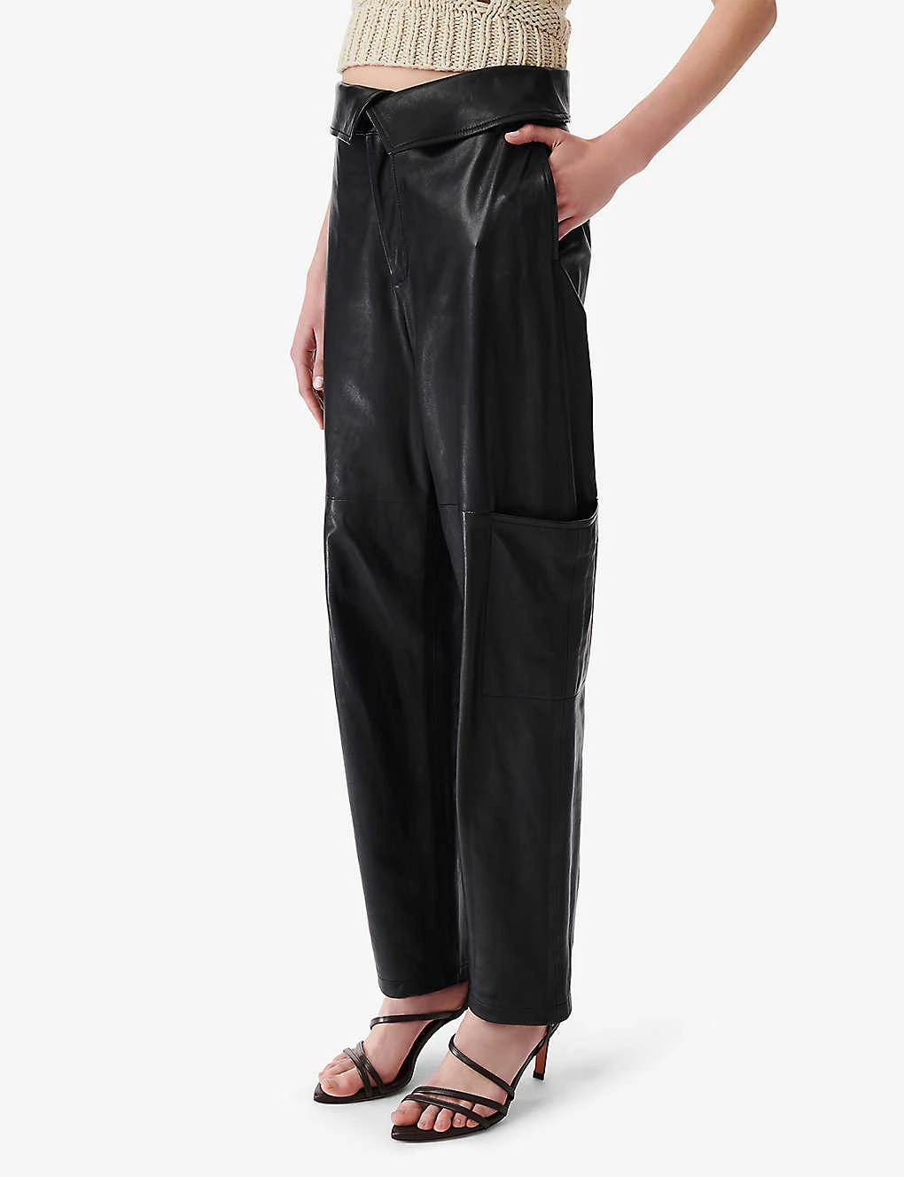 IRO Caron Patch-pocket Tapered-leg High-rise Leather Trousers 3 IRO Caron Patch-pocket Tapered-leg High-rise Leather Trousers - Image 3