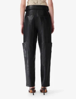 IRO Caron Patch-pocket Tapered-leg High-rise Leather Trousers 8 IRO Caron Patch-pocket Tapered-leg High-rise Leather Trousers -Reiss Shop R04196564 BLA01 ALT03