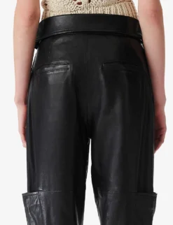 IRO Caron Patch-pocket Tapered-leg High-rise Leather Trousers 9 IRO Caron Patch-pocket Tapered-leg High-rise Leather Trousers -Reiss Shop R04196564 BLA01 ALT04