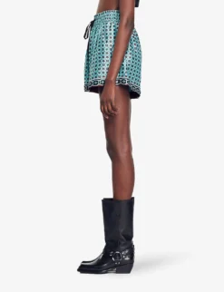 Sandro Louxor Graphic-print Woven Shorts 7 Sandro Louxor Graphic-print Woven Shorts -Reiss Shop R04197507 BRUNS ALT02