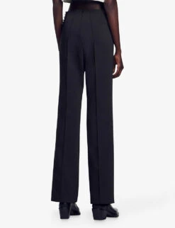 Sandro Duchamp High-rise Rhinestone-panel Stretch-woven Trousers -Reiss Shop R04197746 NOIRGRIS ALT03