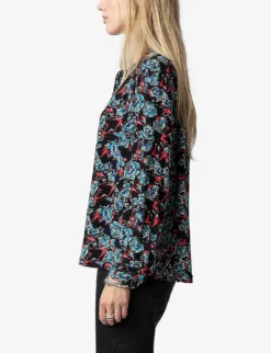 Zadig & Voltaire Tchin Floral-print Silk Shirt -Reiss Shop R04198976 NOIR ALT02