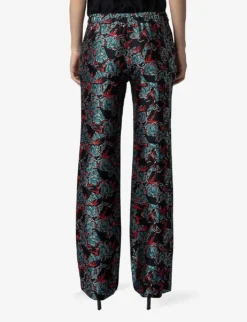 Zadig & Voltaire Pomy Floral-jacquard Straight-leg Mid-rise Woven Trousers -Reiss Shop R04198979 NOIR ALT03