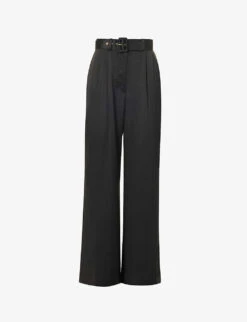 Zimmermann Buckle-embellished Wide-leg High-rise Silk Trousers