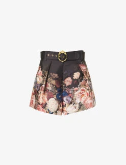 Zimmermann Floral-print High-rise Silk And Cotton-blend Shorts