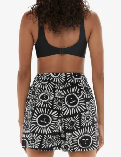 Whistles Sunman Graphic-print Elasticated-band Linen Cotton-blend Shorts -Reiss Shop R04200353 MONOCHROME ALT03