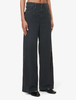 CITIZENS OF HUMANITY Paloma Faded-wash Mid-rise Wide-leg Cotton Trousers -Reiss Shop R04200423 WASHEDBLACK ALT02