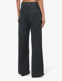 CITIZENS OF HUMANITY Paloma Faded-wash Mid-rise Wide-leg Cotton Trousers -Reiss Shop R04200423 WASHEDBLACK ALT03