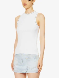 Daily Paper Erib Logo-print Stretch-cotton Top -Reiss Shop R04200789 WHITE ALT02