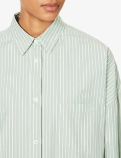 Chiara Dropped-shoulder Relaxed-fit Cotton Shirt -Reiss Shop R04200819 FERNWHITE ALT04