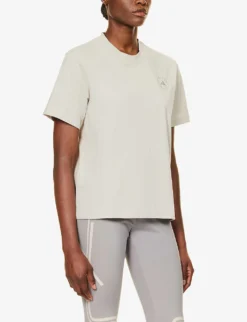 Adidas By Stella Mccartney Brand-print Relaxed-fit Woven T-shirt -Reiss Shop R04201644 GOBIDOVEGREY ALT02