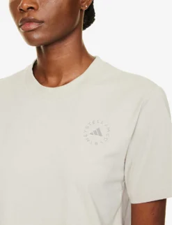 Adidas By Stella Mccartney Brand-print Relaxed-fit Woven T-shirt -Reiss Shop R04201644 GOBIDOVEGREY ALT04