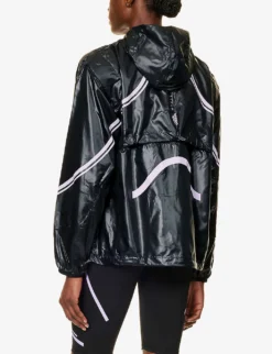 Adidas By Stella Mccartney Brand-print Relaxed-fit Recycled-polyester Hooded Jacket -Reiss Shop R04201649 BLACKPURPLEGLOW ALT03