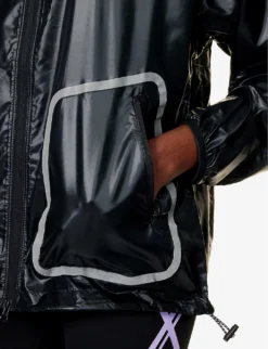 Adidas By Stella Mccartney Brand-print Relaxed-fit Recycled-polyester Hooded Jacket -Reiss Shop R04201649 BLACKPURPLEGLOW ALT04