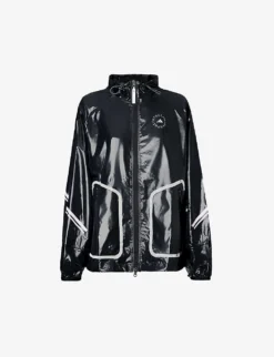 Adidas By Stella Mccartney Brand-print Relaxed-fit Recycled-polyester Hooded Jacket
