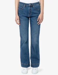 Zadig & Voltaire Vincente Logo-embroidered Flared-leg Mid-rise Stretch-denim Jeans -Reiss Shop R04201832 MEDIUMBLUE ALT02