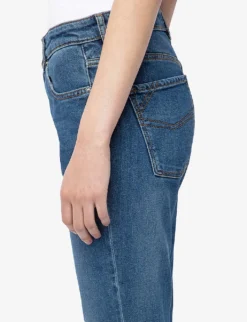 Zadig & Voltaire Vincente Logo-embroidered Flared-leg Mid-rise Stretch-denim Jeans -Reiss Shop R04201832 MEDIUMBLUE ALT04