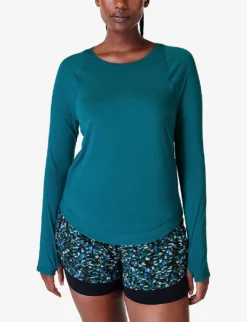 Sweaty Betty Breathe Easy Long-sleeved Stretch-recycled Polyester Top 6 Sweaty Betty Breathe Easy Long-sleeved Stretch-recycled Polyester Top -Reiss Shop R04201939 CABINBLUE ALT02