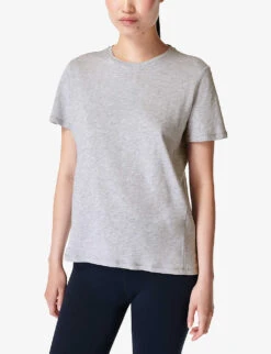 Sweaty Betty Refresh Drop-hem Organic-cotton T-shirt -Reiss Shop R04201941 LIGHTGREYMARL ALT02