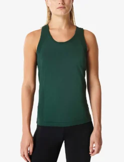 Sweaty Betty Athlete Workout Seamless Stretch-jersey Tank Top -Reiss Shop R04201943 TREKGREEN ALT02