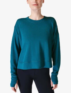 Sweaty Betty After Class Cropped Organic Cotton-blend Sweatshirt 6 Sweaty Betty After Class Cropped Organic Cotton-blend Sweatshirt -Reiss Shop R04201984 CABINBLUE ALT02