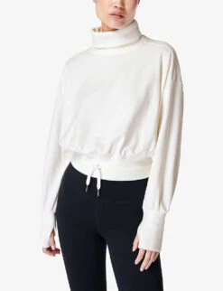 Sweaty Betty Melody Fleece Stretch-cotton Blend Sweatshirt -Reiss Shop R04201989 LILYWHITE ALT02