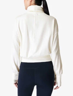 Sweaty Betty Melody Fleece Stretch-cotton Blend Sweatshirt -Reiss Shop R04201989 LILYWHITE ALT03
