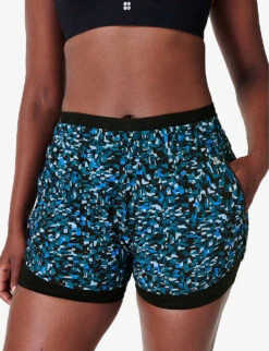 Sweaty Betty On Your Marks 4” Stretch-woven Running Shorts -Reiss Shop R04202000 BLUEWEAVEPRINT ALT02