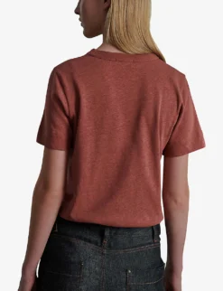 Soeur Cyril Round-neck Cotton And Linen-blend T-shirt -Reiss Shop R04202521 CORAL ALT02