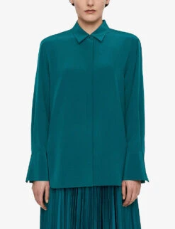 Joseph Bold Relaxed-fit Silk-crepe Shirt 8 Joseph Bold Relaxed-fit Silk-crepe Shirt -Reiss Shop R04203797 DARKTEAL ALT02