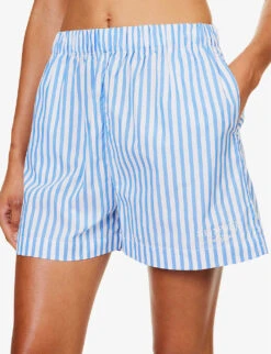 SR Sport Striped High-rise Cotton-poplin Shorts -Reiss Shop R04205002 ATLANTIC ALT04