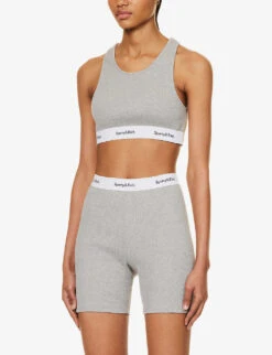 Serif Logo-underband Stretch-cotton Bralette 7 Serif Logo-underband Stretch-cotton Bralette -Reiss Shop R04205006 HEATHERGRAY ALT02
