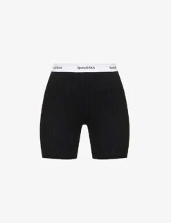 Serif High-rise Stretch-cotton Shorts