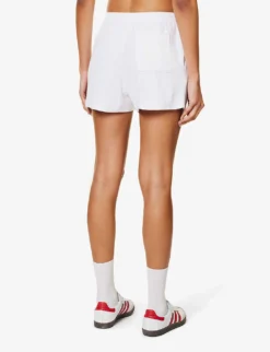 Logo-embroidered Mid-rise Cotton-terry Shorts -Reiss Shop R04205040 WHITE ALT03